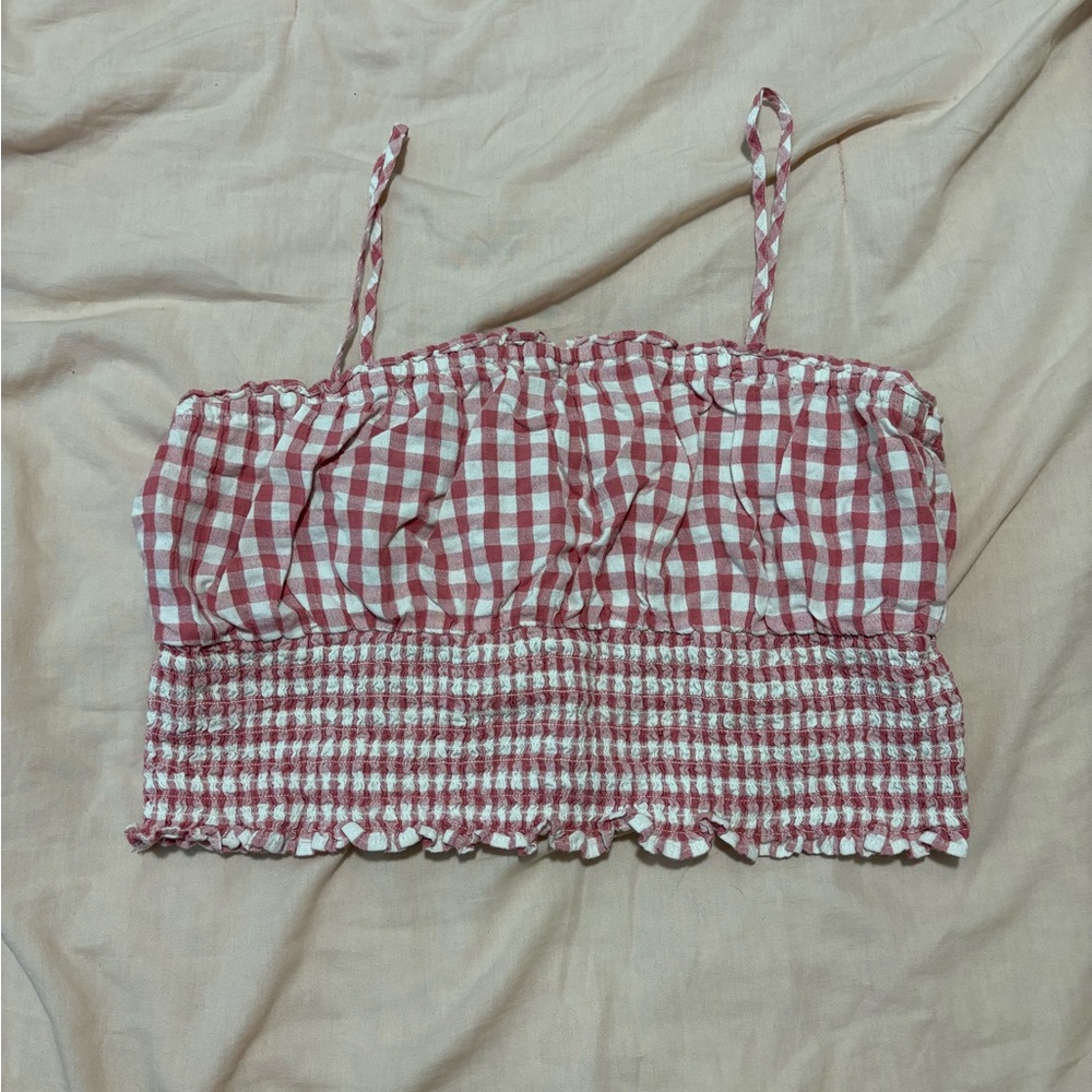 American Eagle Gingham Checkered Crop Top